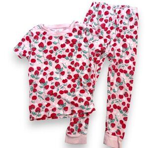 Pink Strawberry Print Pajama Set 100% Cotton 4T